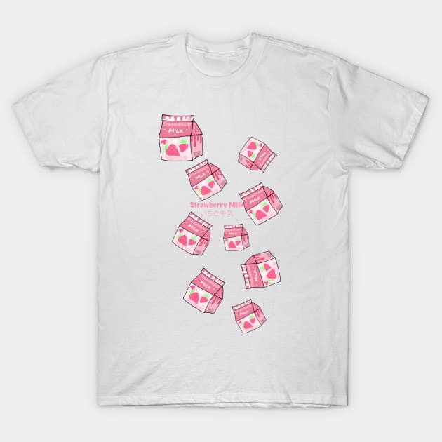 Strawberry Milk T-Shirt by JustNadia